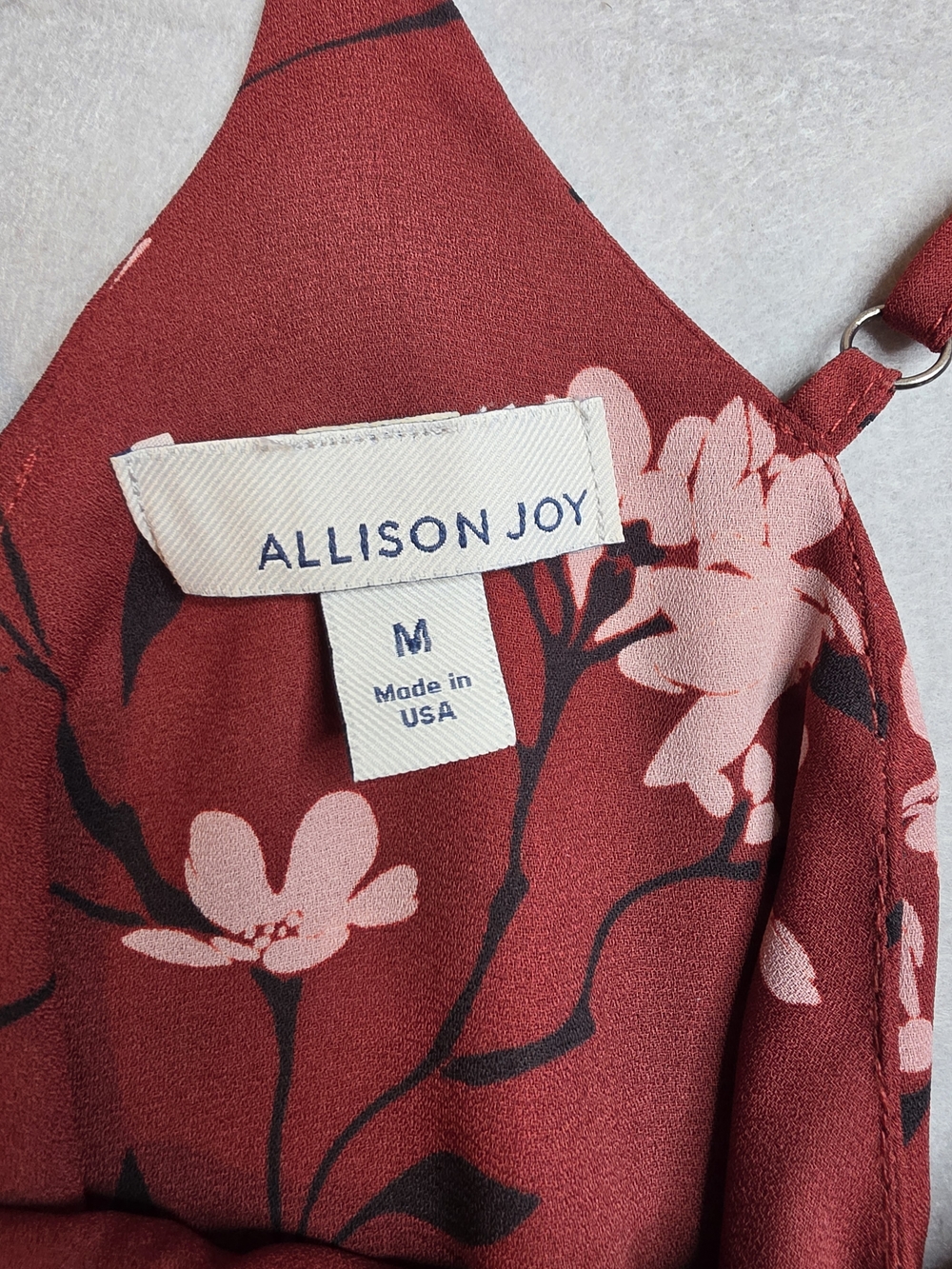 Allison Joy Rust Floral Wrap-Front Cami with Pink Blossoms - Picture 2 of 6